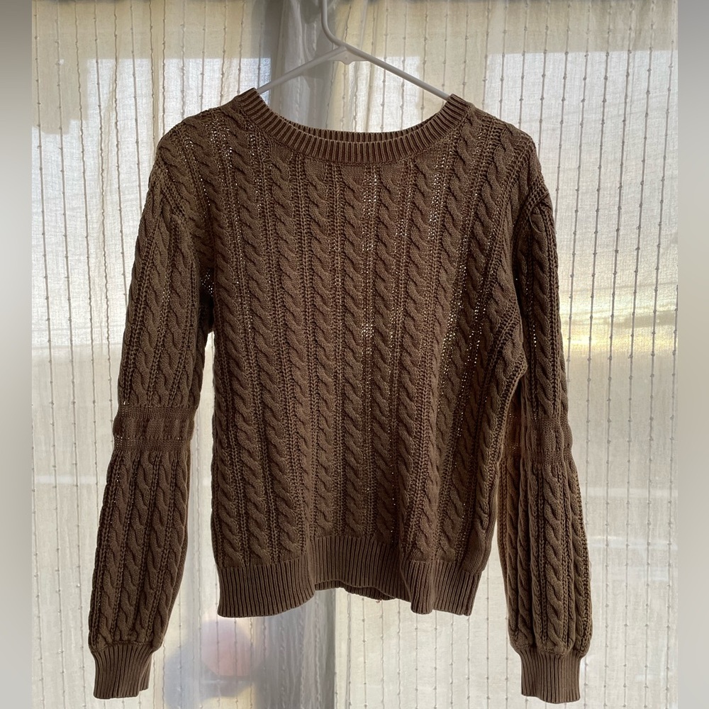 Camel Brown Knit Cotton Sweater